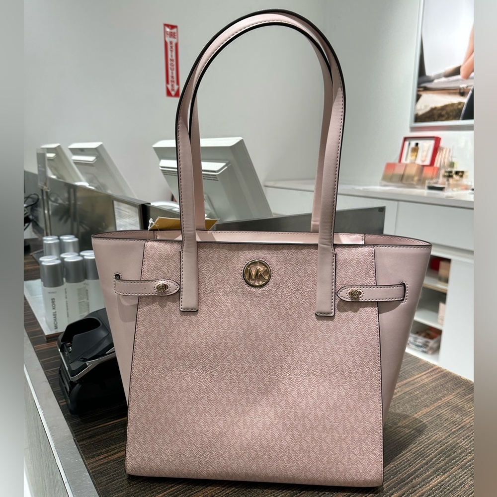 Michael Kors Carmen Large Top Zip Tote Shoulder Bag - Powder Blush